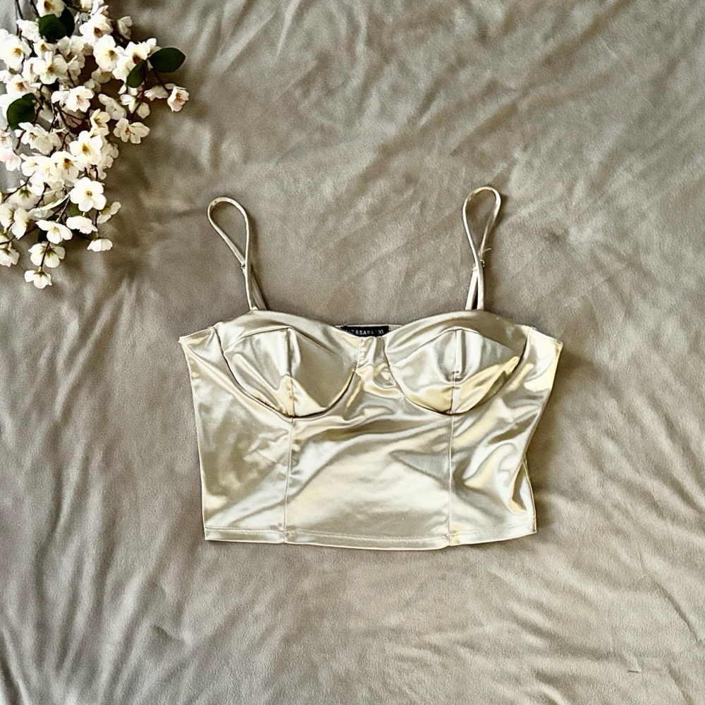 champagne satin women’s corset top xl